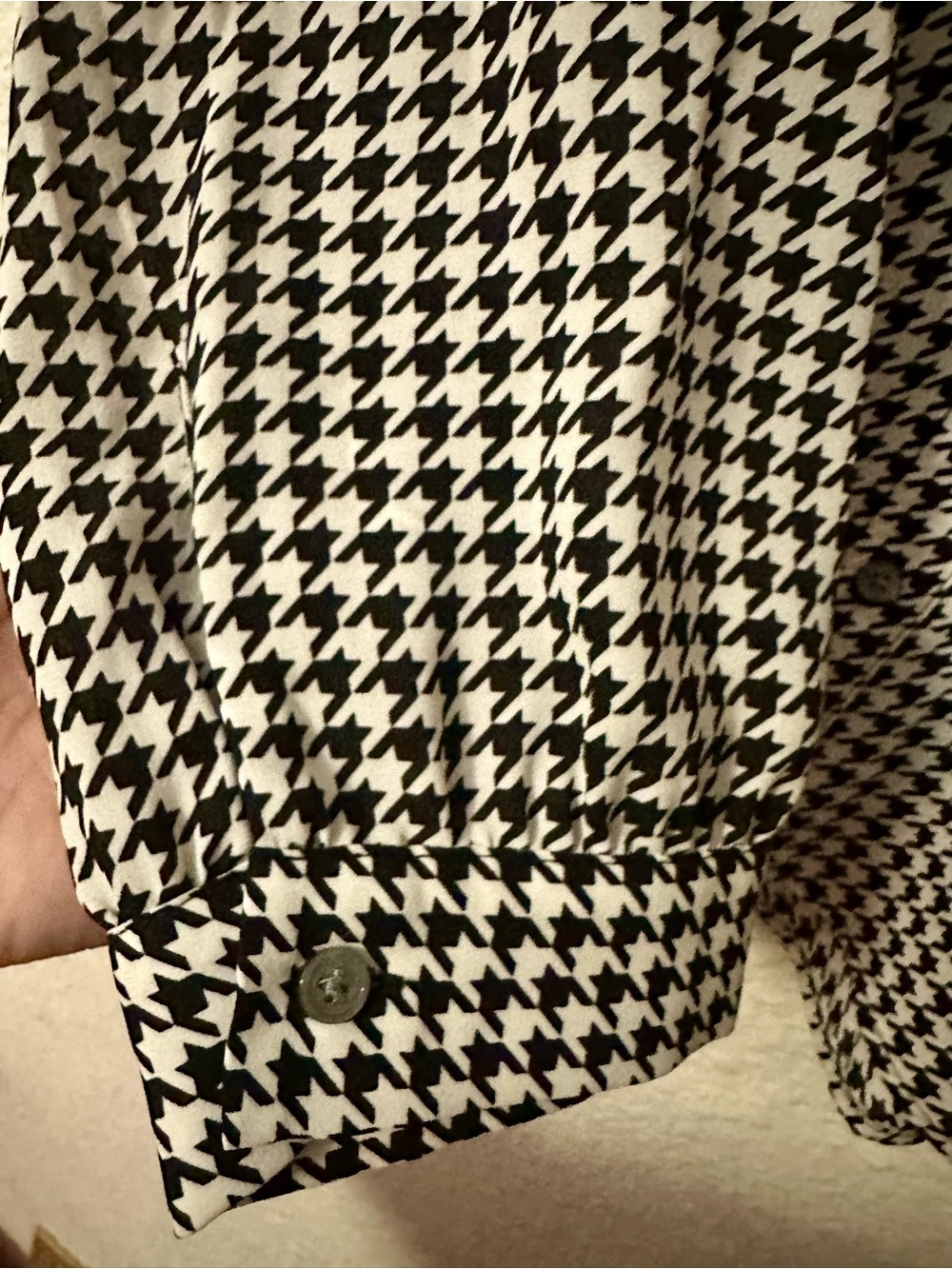 J. Crew Black and White Houndstooth Tie-Neck Blouse - Picture 4 of 7